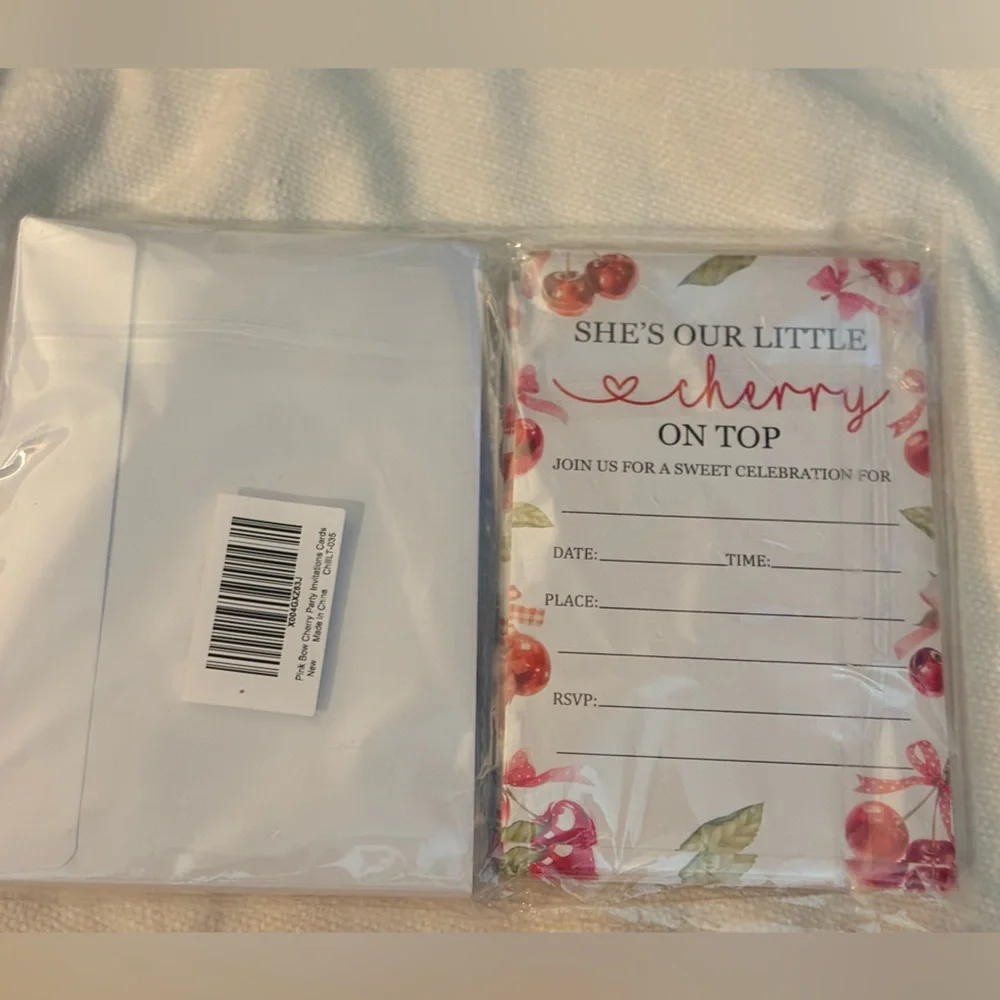 Baby shower invitations brand new “she’s our little cherry on top” theme 🍒 30